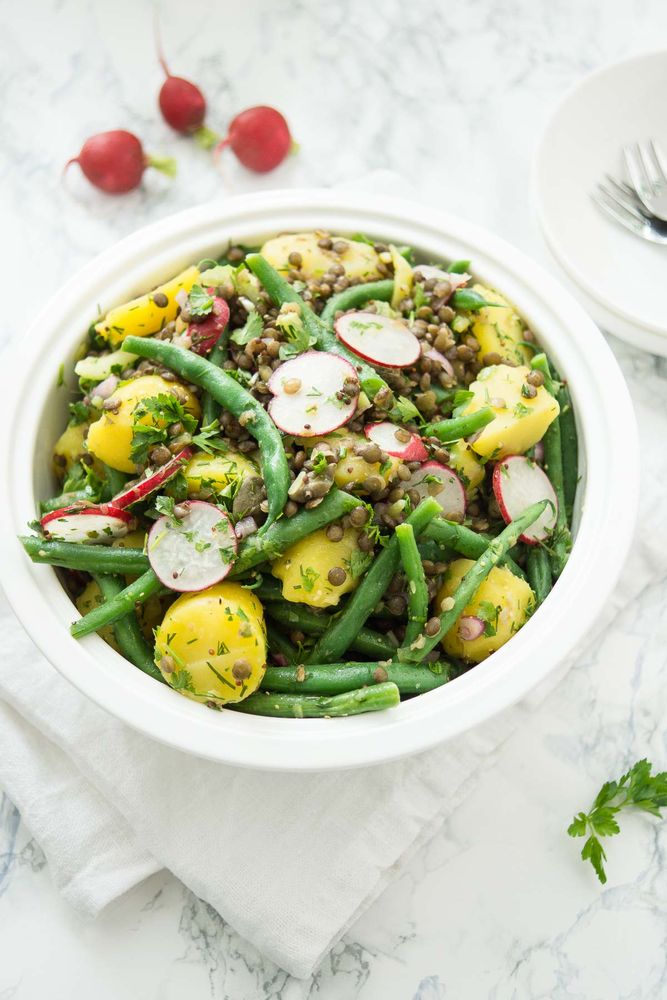 Rezeptbild: Kartoffelsalat mit Linsen und grünen Bohnen