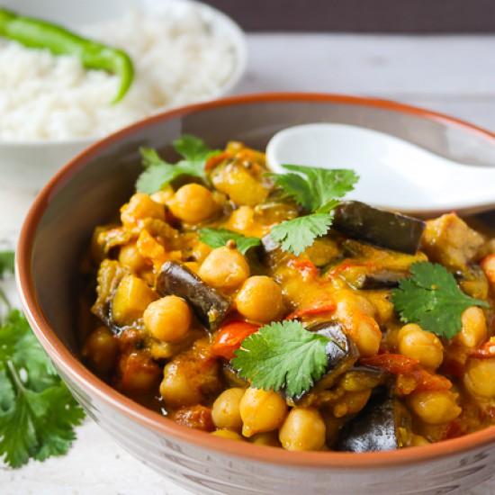 Rezeptbild: Auberginen-Kichererbsen-Curry