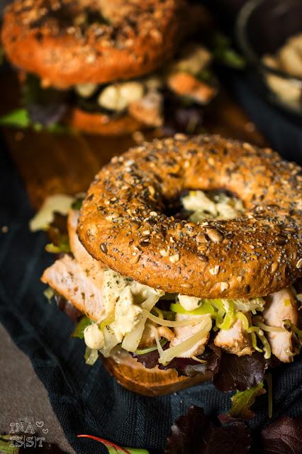 Rezeptbild: Puten-Bagel mit Fenchel und Senf-Dill-Soße