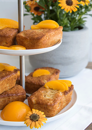 Rezeptbild: Pfirsich Rhabarber Minikuchen