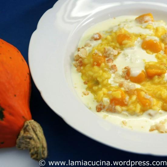 Rezeptbild: Risotto mit Kürbis, Amaretti, Balsamico und Gorgonzolasauce