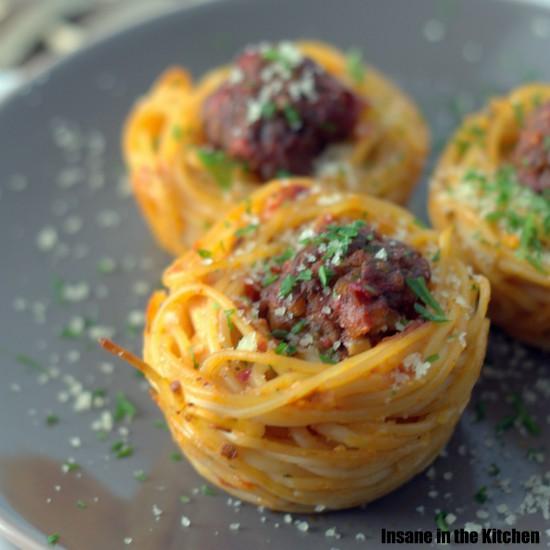 Rezeptbild: Spaghetti-Hackbällchen in Muffin-Form