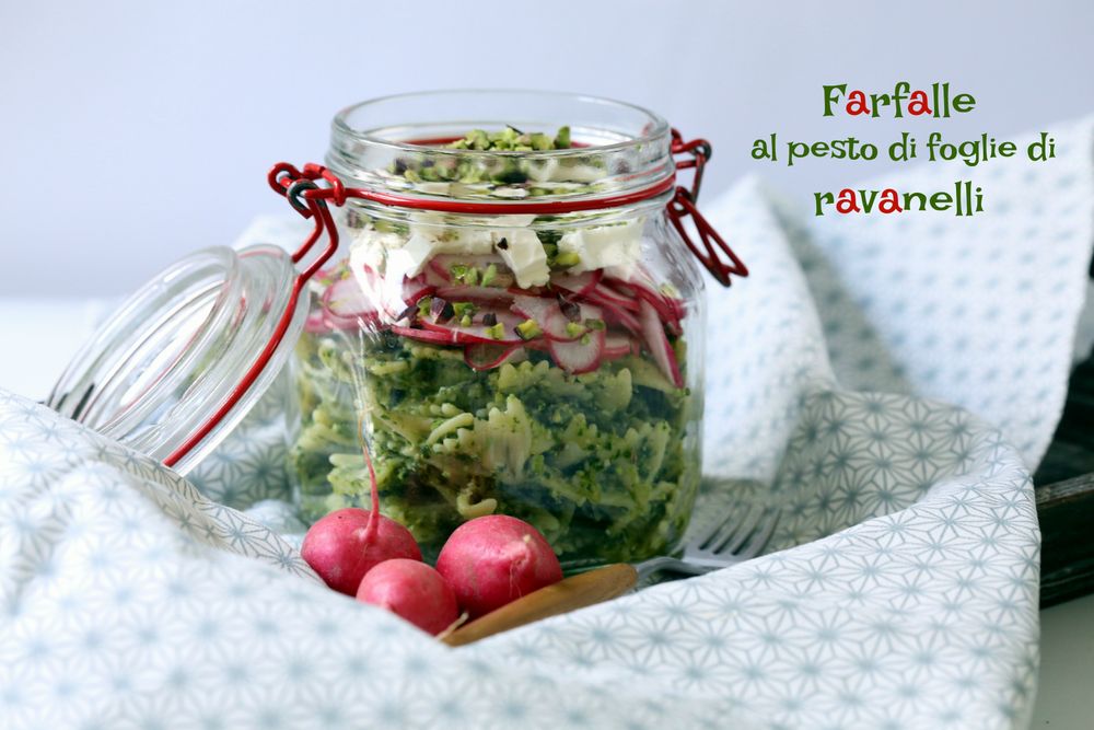 Rezeptbild: Farfalle al pesto di foglie di ravanelli