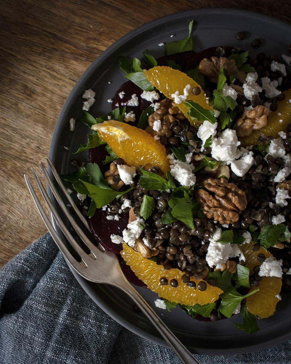 Rezeptbild: Linsensalat mit Rote Bete, Nüssen & Orangen