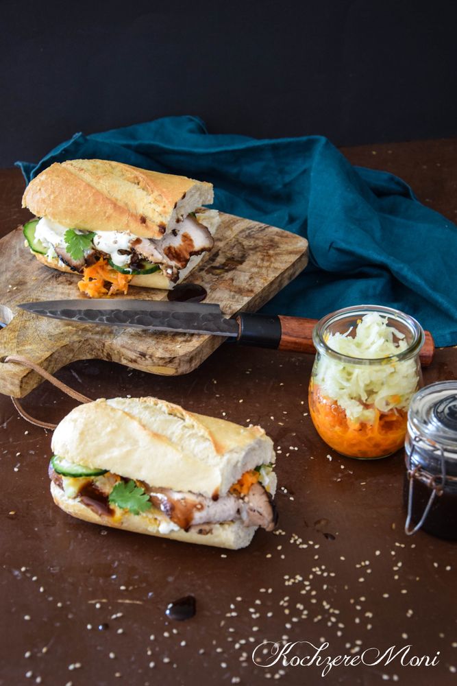 Rezeptbild: Banh mi à la glasierter Schweinebauch