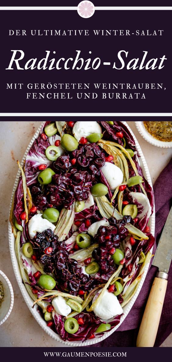 Rezeptbild: Radicchio-Fenchel-Salat mit gerösteten Weintrauben und Burrata