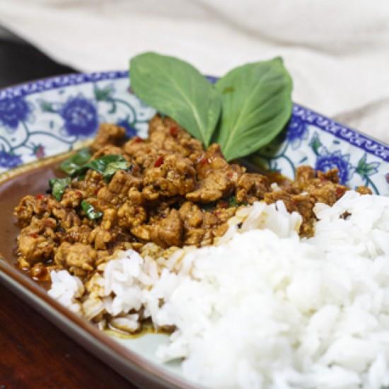 Rezeptbild: Thailändisches Schweinefleisch mit Chili und Basilikum