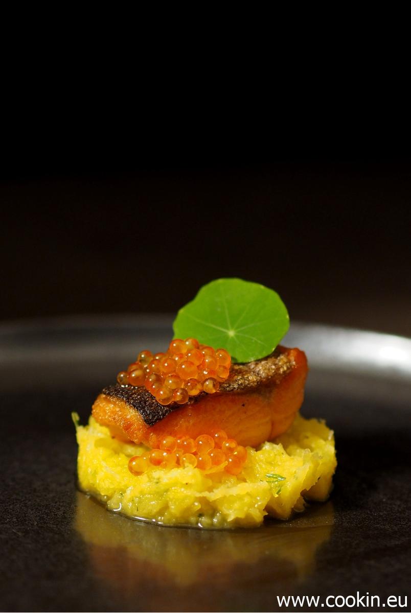 Rezeptbild: Gelbe Beete mit Dill und Ingwer, Lachsforelle, Forellen-Kaviar