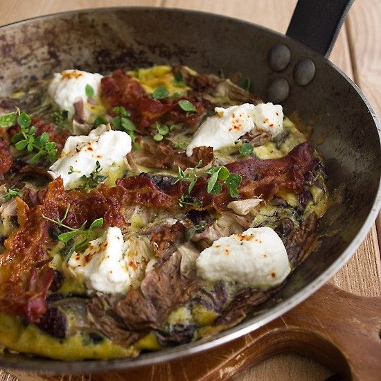 Rezeptbild: Omelette mit Radicchio, Ricotta und Bacon
