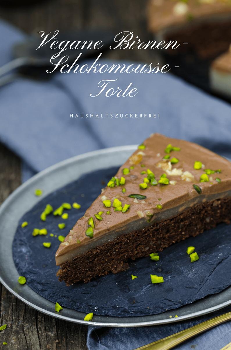 Rezeptbild: Vegane Birnen-Schokomousse-Torte