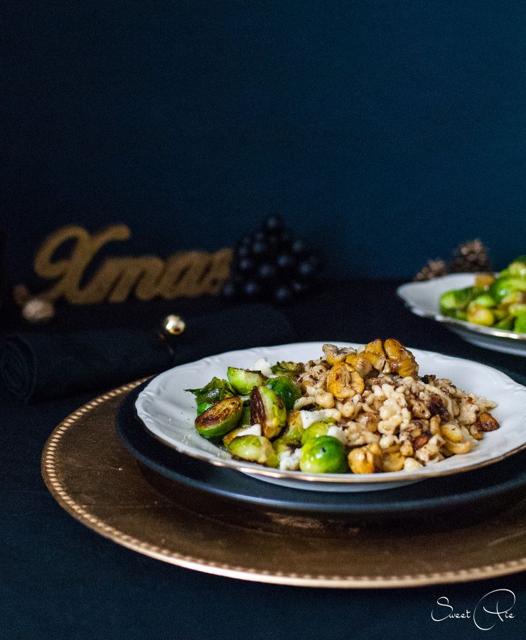 Rezeptbild: Maronen Spätzle mit Gorgonzola Rosenkohl 