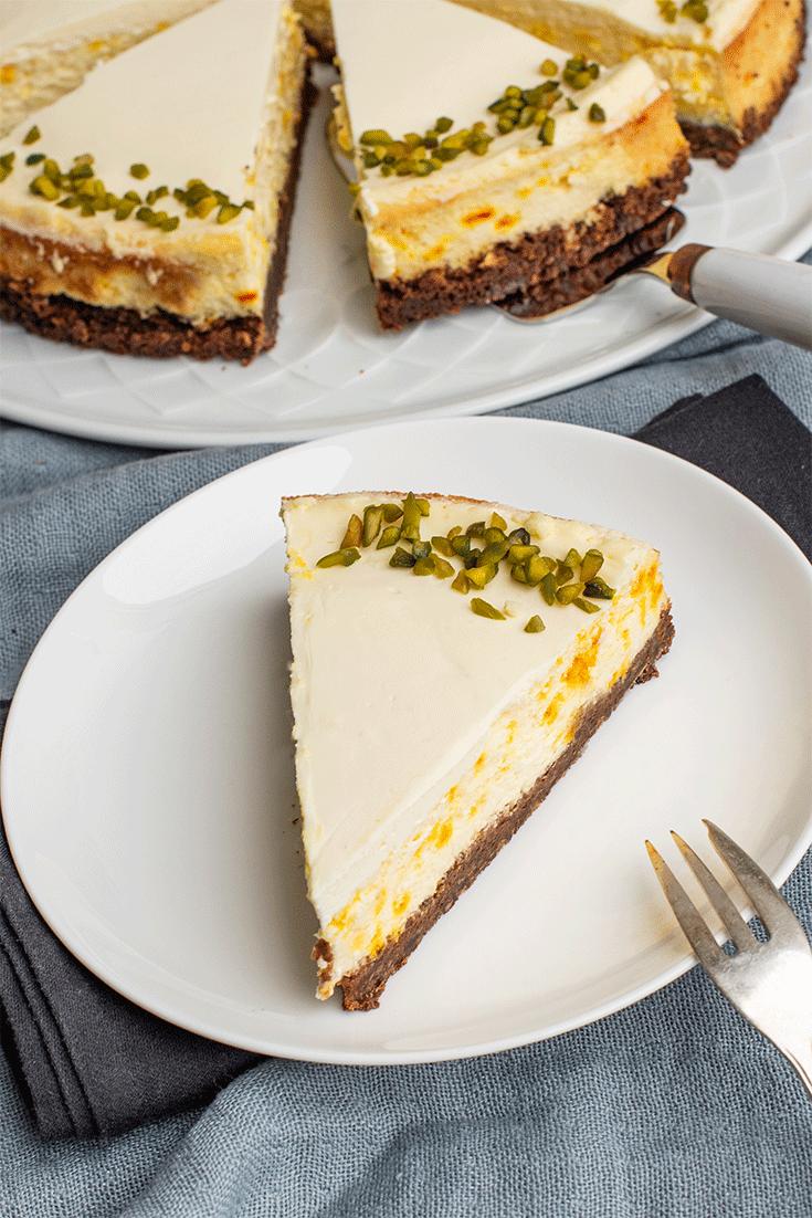 Rezeptbild: Safran-Cheesecake mit Lebkuchenboden