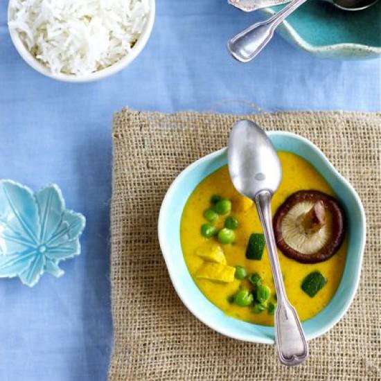 Rezeptbild: Kürbiscurry mit Shiitake und Huhn