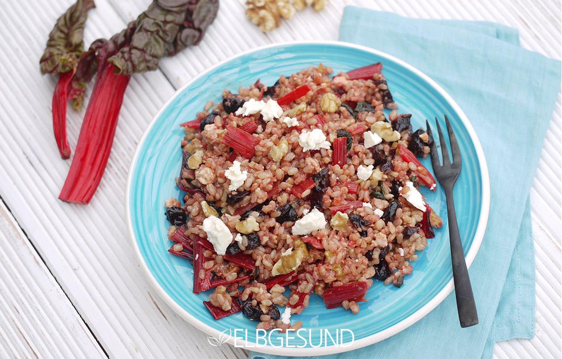 Rezeptbild: Gesunder Reis mit rotem Mangold