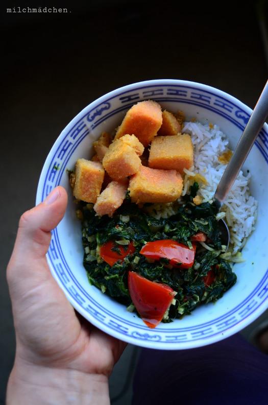 Rezeptbild: Ratzfatz-Spinat-Curry mit Linsentofu
