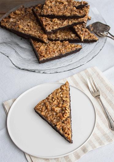 Rezeptbild: Walnussecken mit Schokoboden