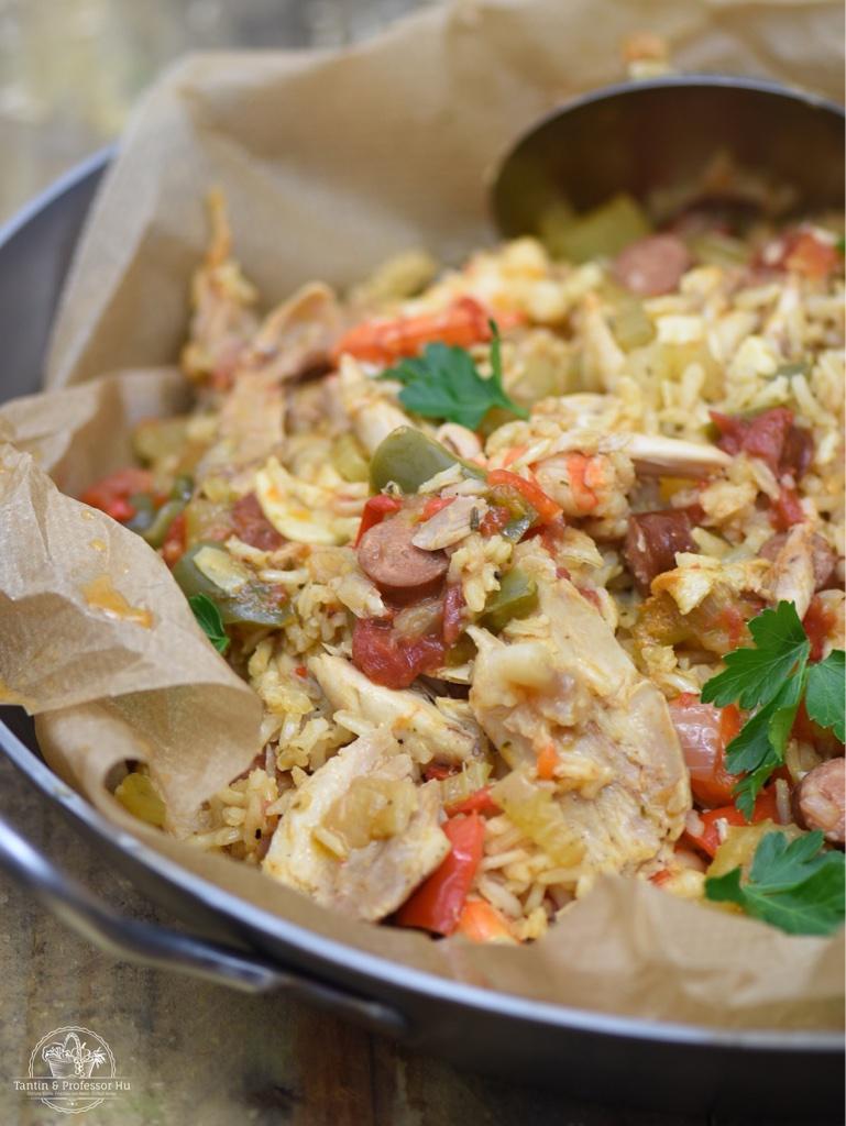 Rezeptbild: Jambalaya mit Huhn, Garnele & Chiliwurst