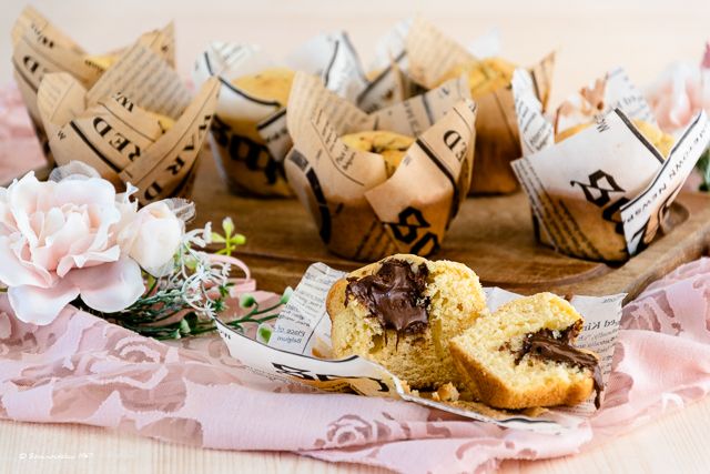 Rezeptbild: Vanillemuffins mit Nougatkern