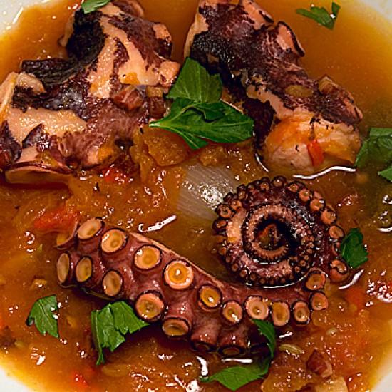 Rezeptbild: Geschmorter Oktopus nach Alain Ducasse