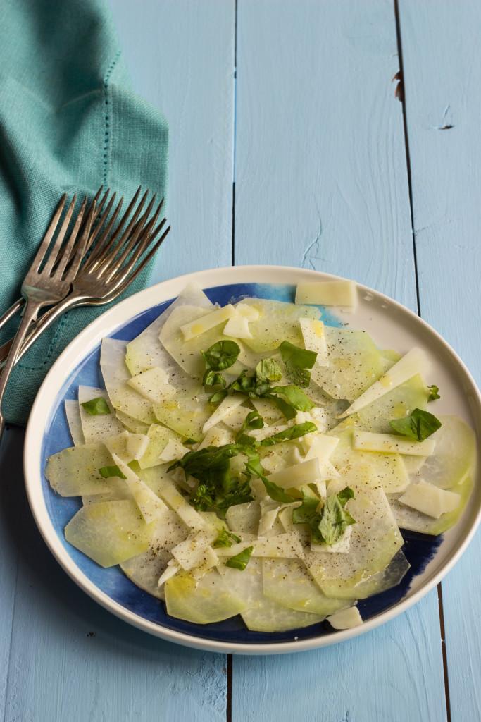 Rezeptbild: Kohlrabi-Carpaccio mit Schafskäse-Pecorino