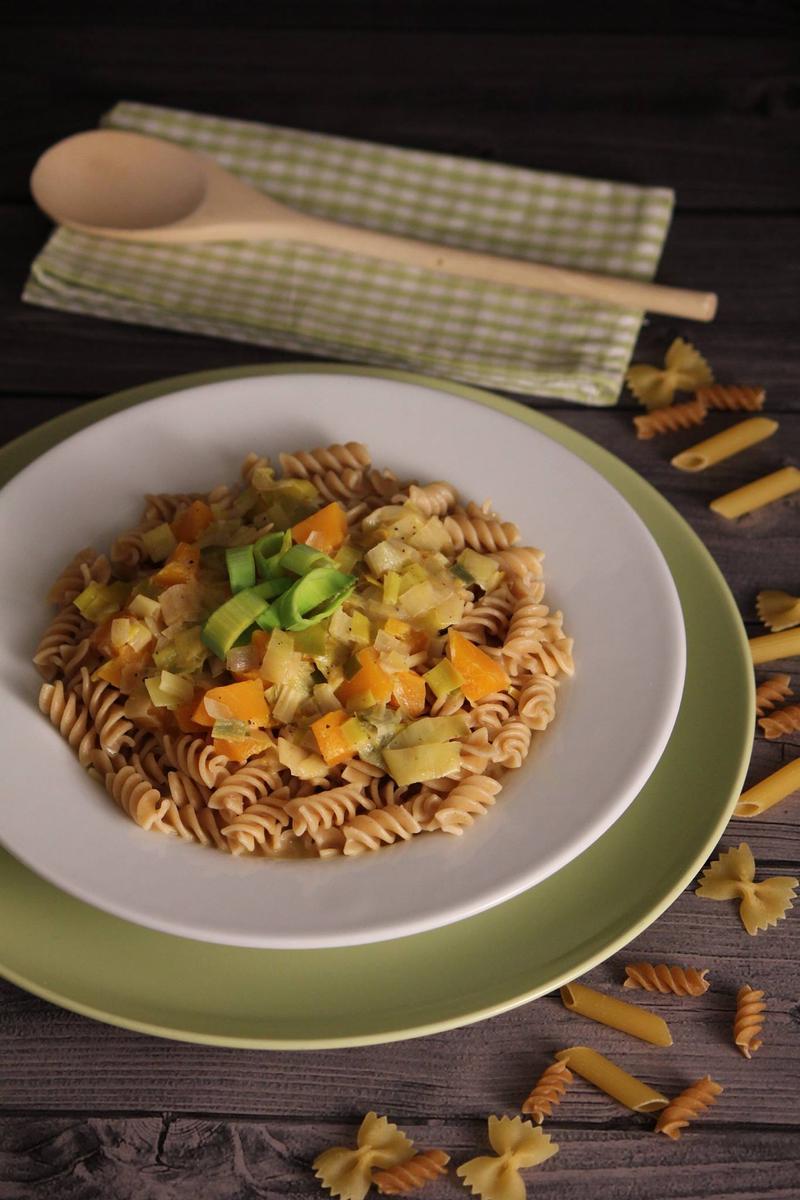 Rezeptbild:  Vegane Kürbis-Lauch-“Käse”-Soße 