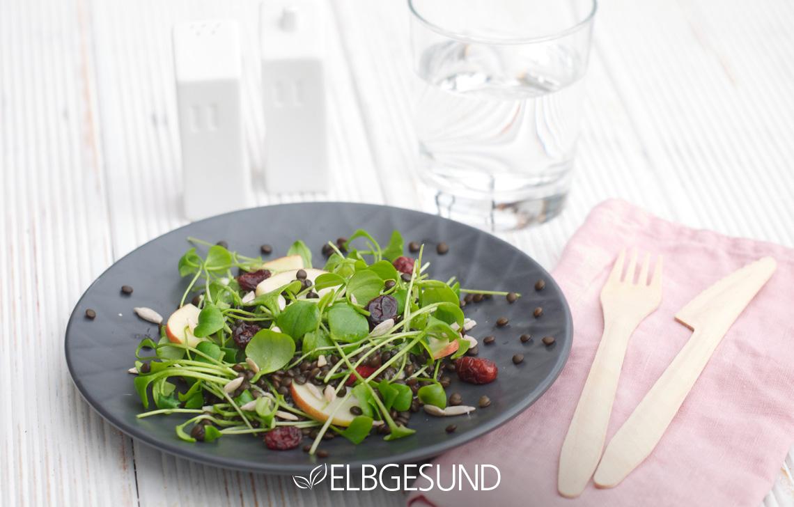 Rezeptbild: Köstlicher Apfel-Linsen-Salat mit himmlischem Dressing!