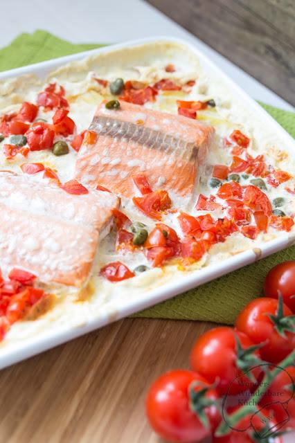 Rezeptbild: Lachs auf Kartoffelgratin