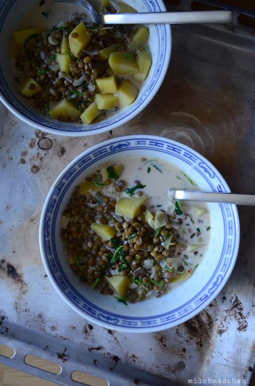 Rezeptbild: Kartoffeln in Gewürz-Sahnelinsen