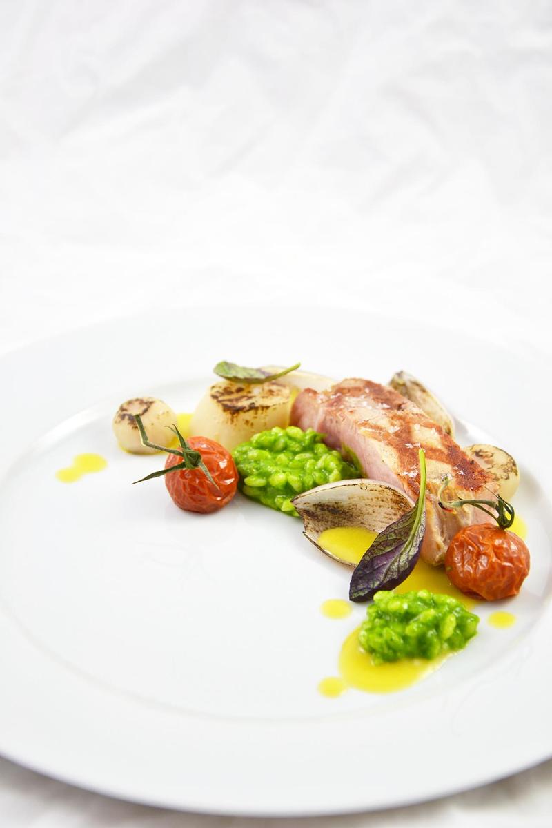 Rezeptbild: Mangoldrisotto - Schwein - Jakobsmuschel