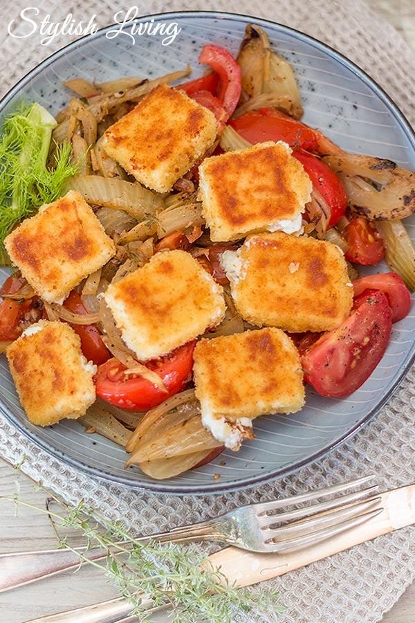 Rezeptbild: Fenchelgemüse mit gebratenem Feta und Tomaten