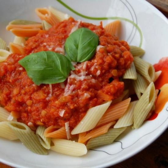 Rezeptbild: Penne mit Linsensugo