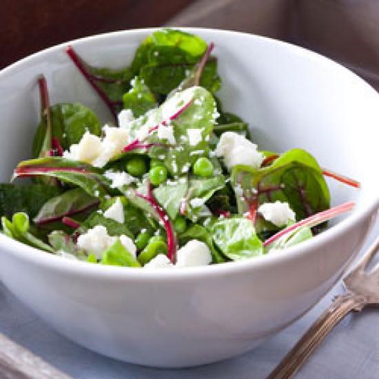Rezeptbild: Insalata Primavera-Frühlingssalat mit Erbsen und Ziegenkäse
