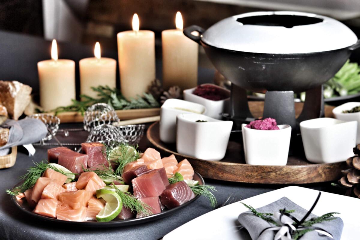 Rezeptbild: Fisch-Fondue mit dreierlei Dips