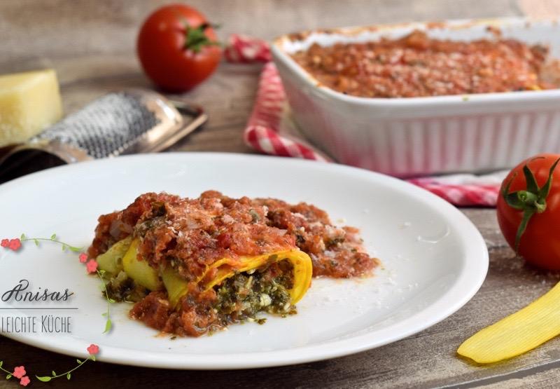 Rezeptbild: Zoodel Cannelloni mit einer Feta-Spinat Füllung