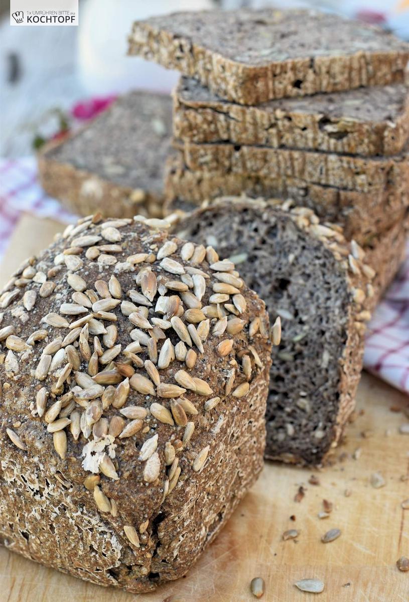 Rezeptbild: Glutenfreies kerniges Kastenbrot mit Vorteig