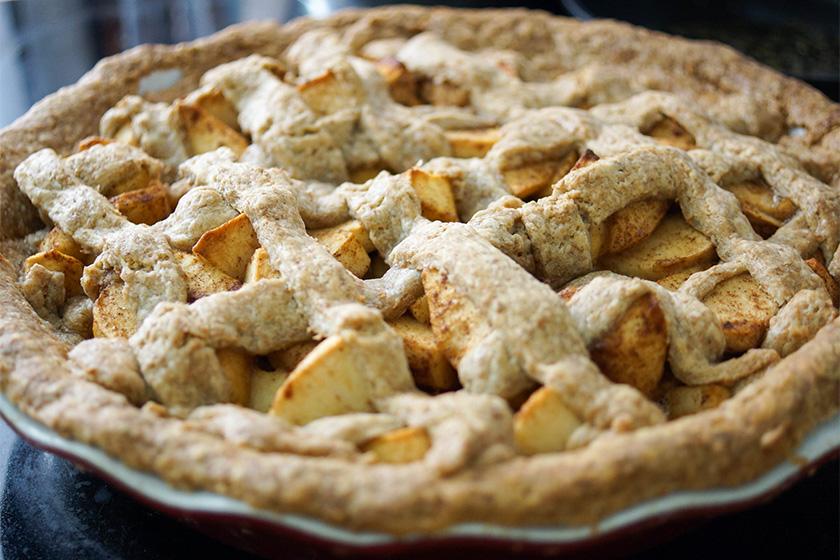 Rezeptbild: Dinkel Vollkorn Apfelkuchen mit Vanille Pudding