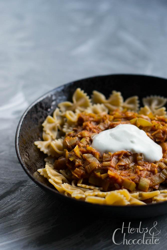 Rezeptbild: Nudeln mit Lauchsoße