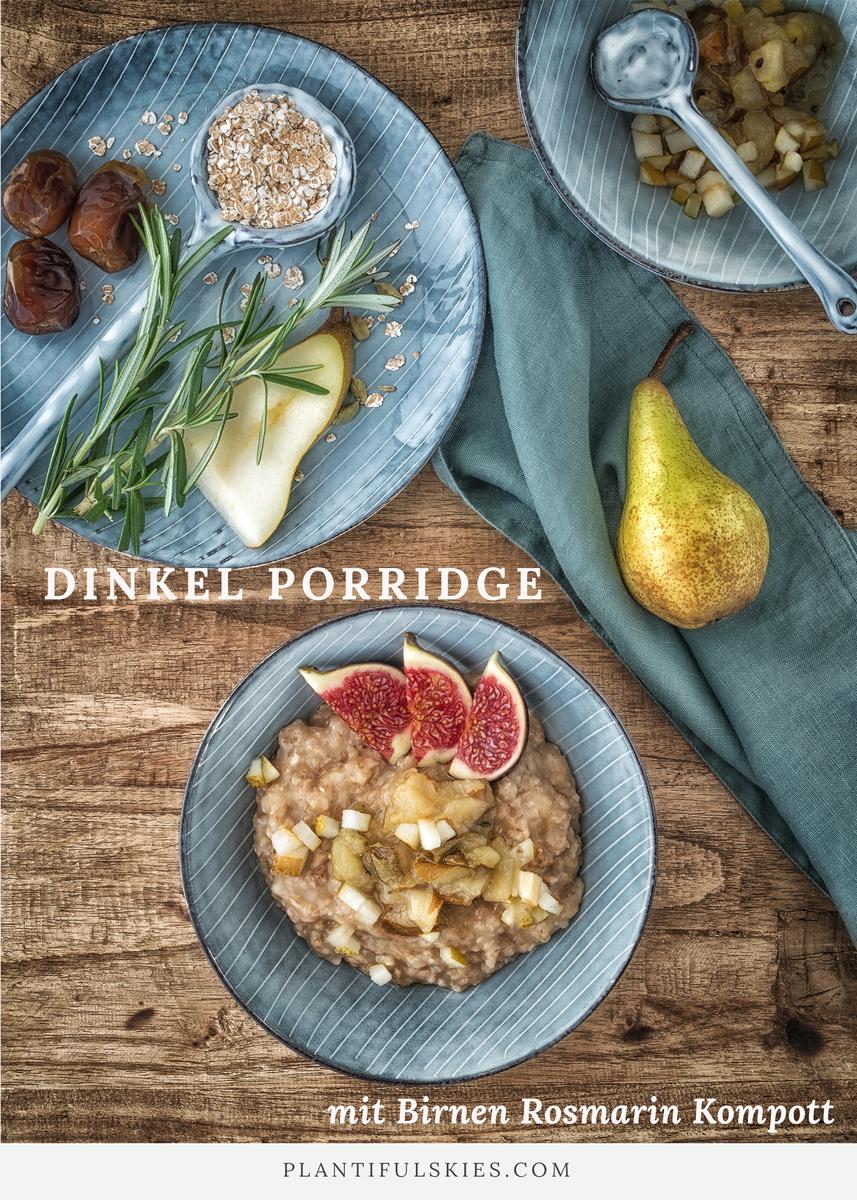 Rezeptbild: Dinkel Porridge mit Birnen-Rosmarin Kompott