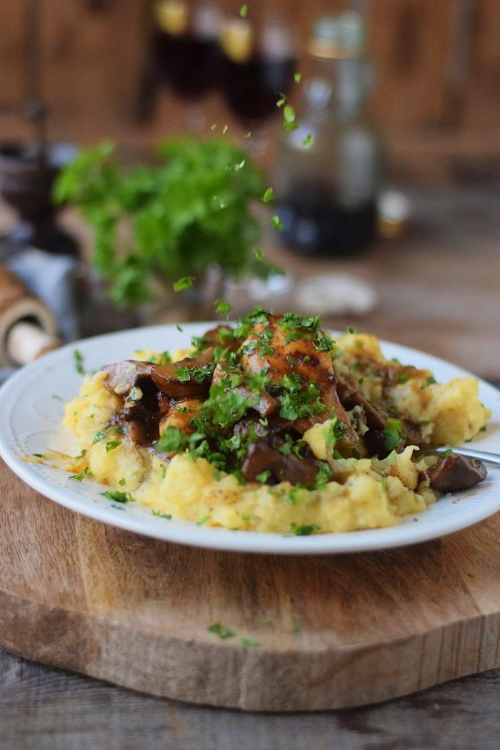 Rezeptbild: Madeira Chicken mit Kartoffelbrei