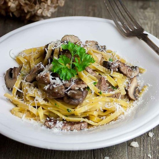 Rezeptbild: Pasta mit Rindfleisch und Champignons