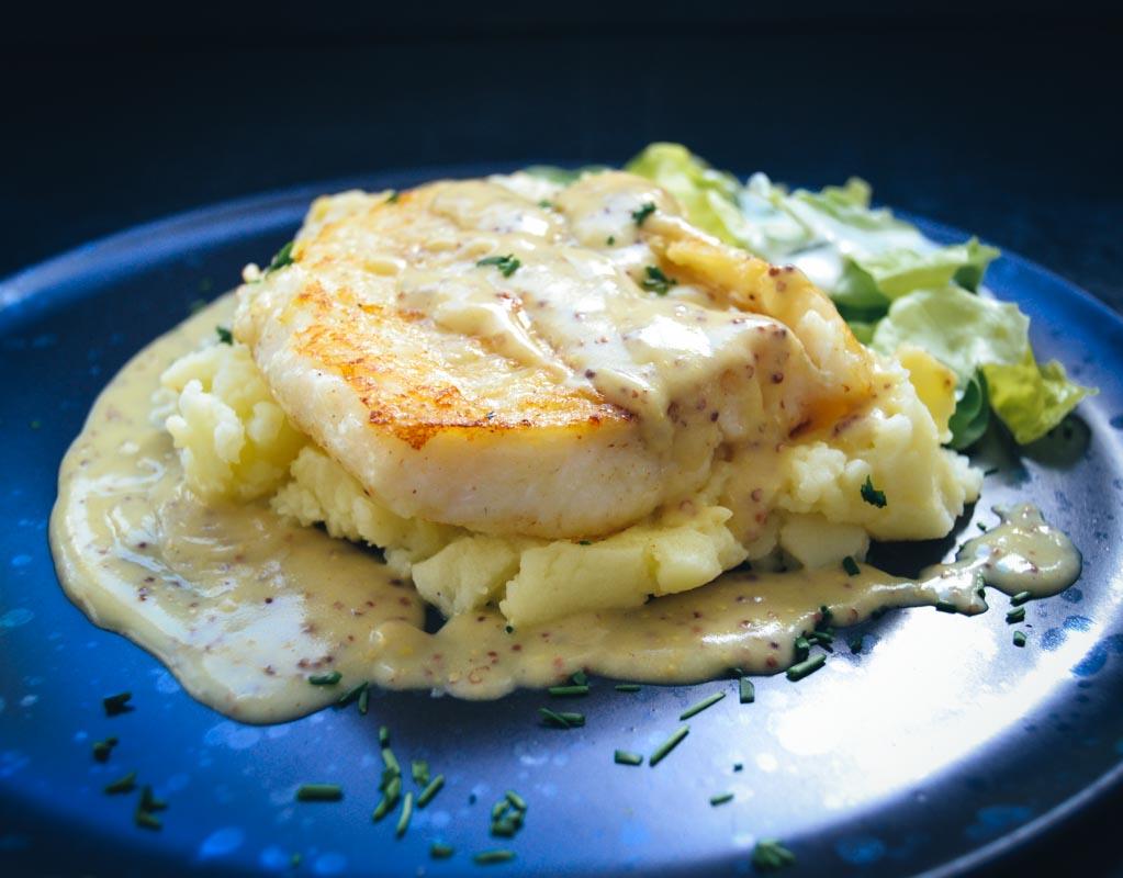Rezeptbild: Kabeljau mit Senfsauce