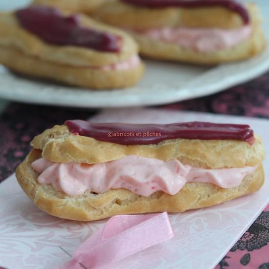 Rezeptbild: Eclairs mit Rosenwasser-Himbeer-Füllung