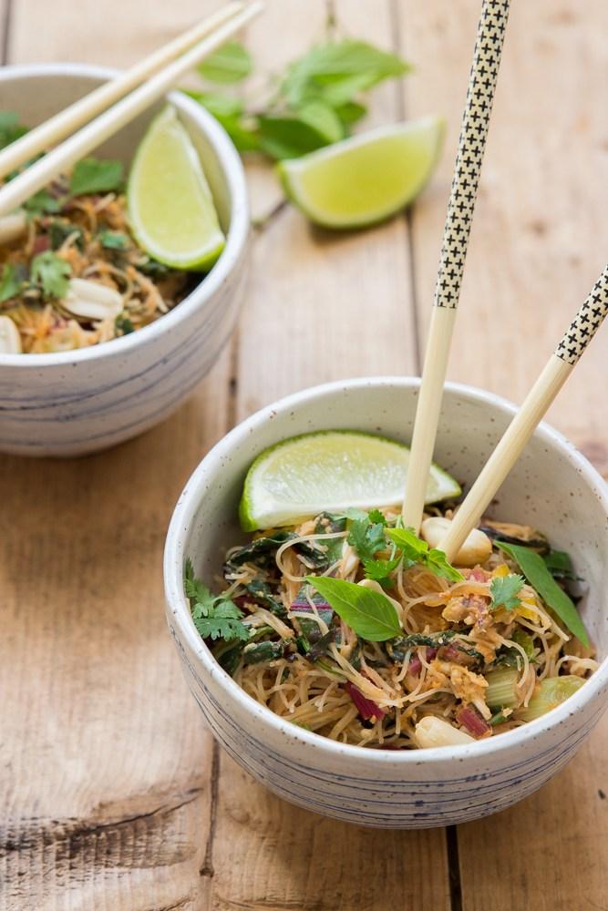 Rezeptbild: Reisnudeln mit Mangold-Soße