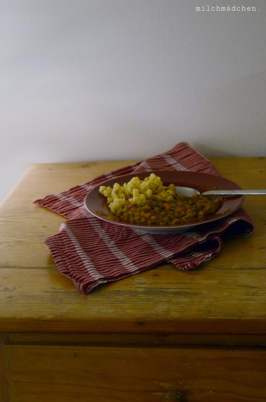 Rezeptbild: Linsen mit Spätzle und Wienerle