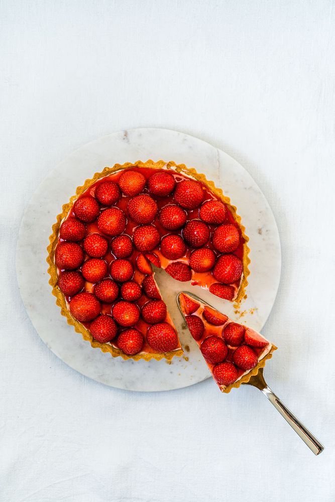 Rezeptbild: Erdbeer-Tarte mit Lemon Curd-Mascarpone Creme (mit und ohne Thermomix)