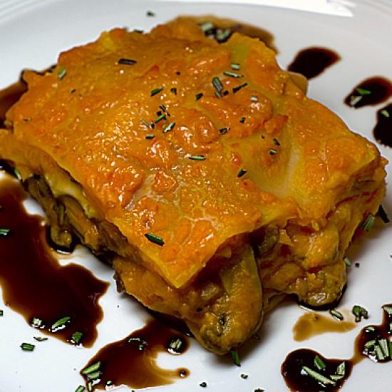 Rezeptbild: Lasagne ai funghi con un sugo di zucca