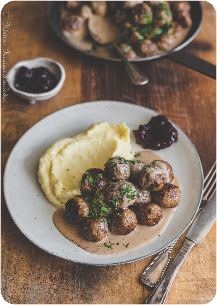 Rezeptbild: Köttbullar mit Rahmsauce und Kartoffelpüree