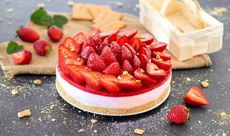 Rezeptbild: No Bake: Erdbeertorte mit Quark-Sahne-Füllung