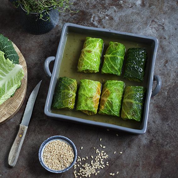 Rezeptbild: Wirsing Kürbis Päckchen mit Tsampa
