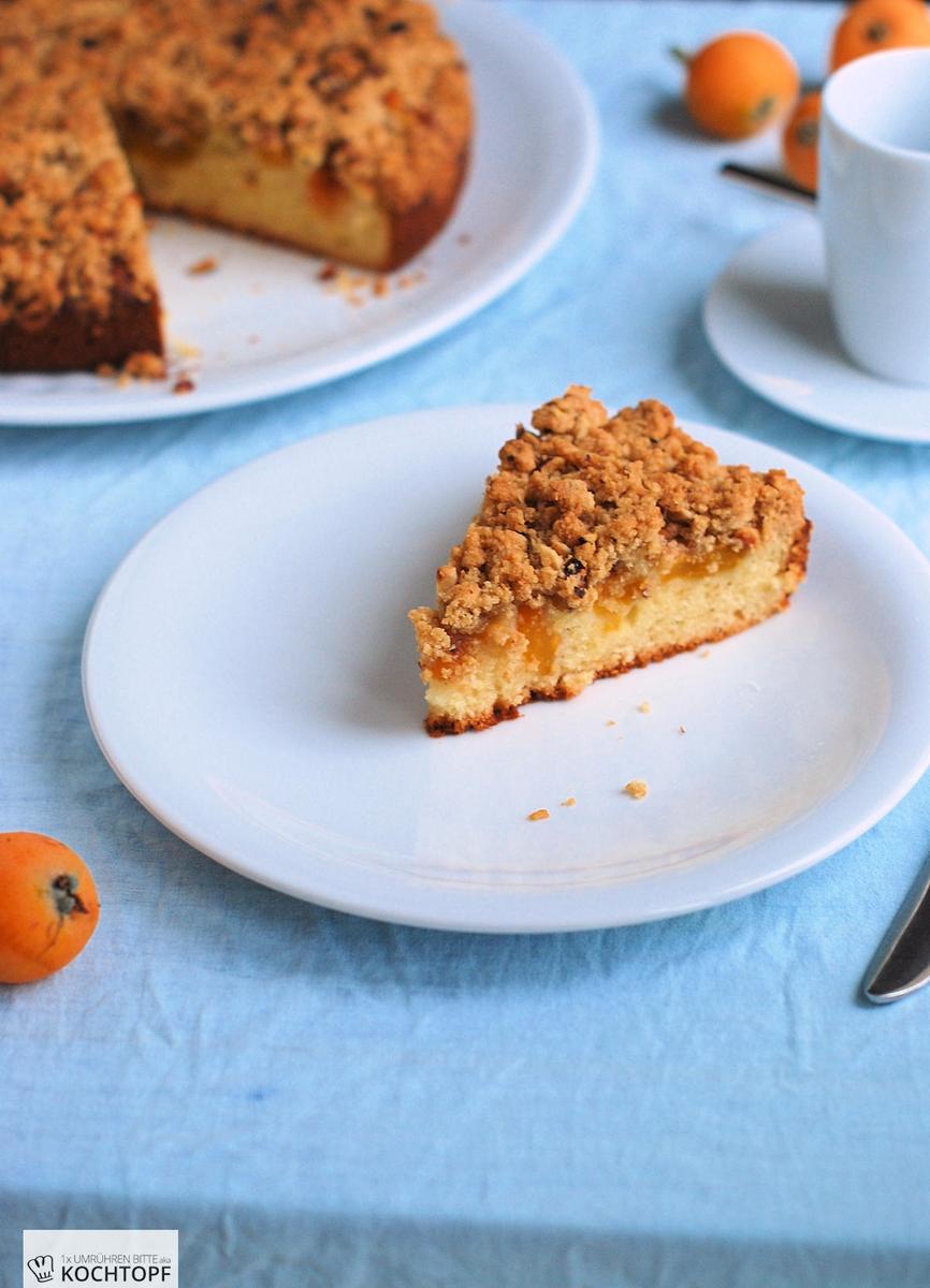 Rezeptbild: Joghurt-Streusel-Kuchen mit Mispeln und Aprikosen